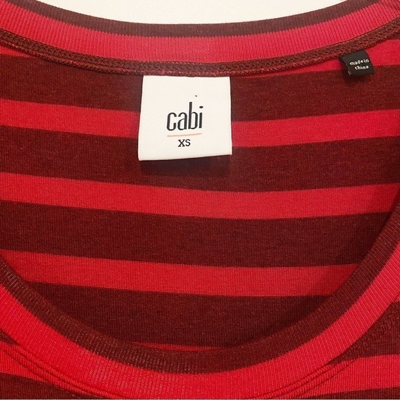 Cabi | Sweet Talk Tee Striped Ruffled Peplum Red Size XS - Picture 6 of 8